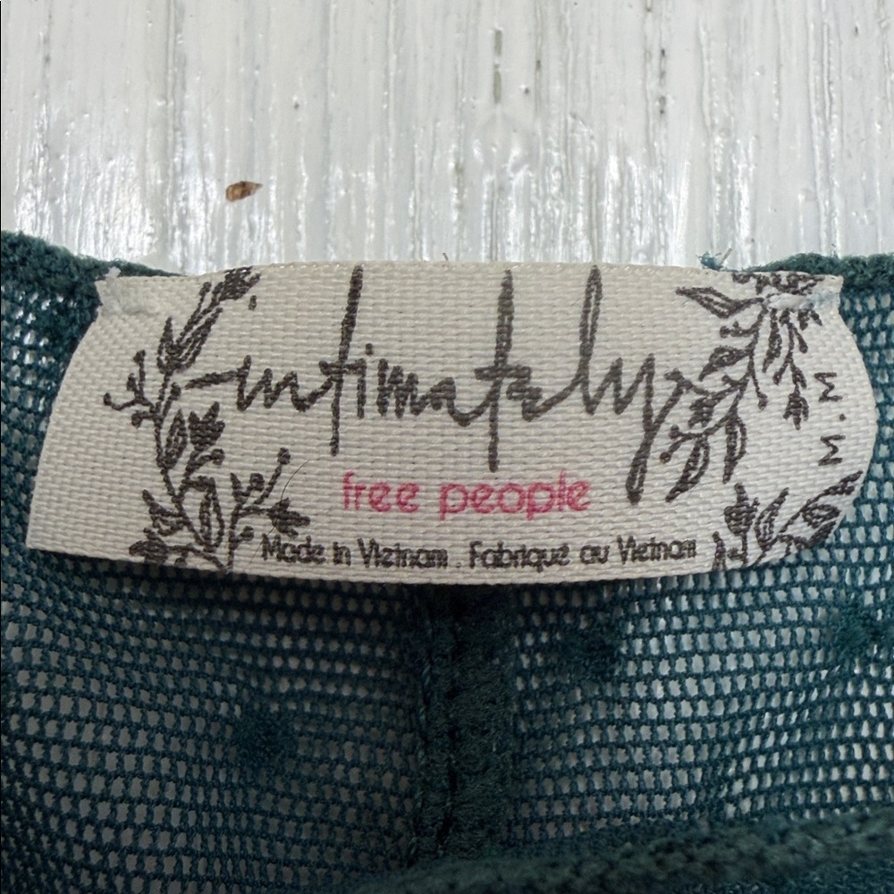 Free People Green Teal On The Dot Layering Sheer Mock Neck Top Sz M - Picture 2 of 11